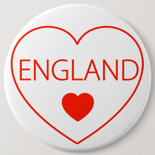 Happy Heart England 6 Inch Round Button