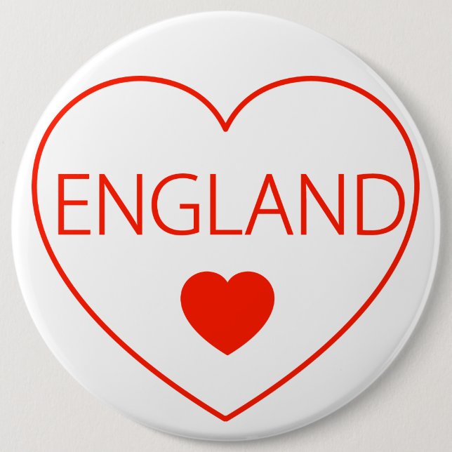 Happy Heart  England 6 Inch Round Button (Front)