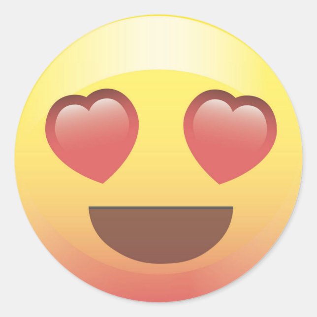 Happy Heart Eyes Emoji Face Sticker (Front)