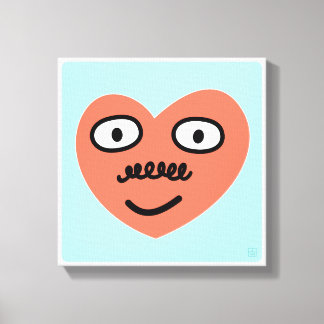 Happy Heart - With Moustache (1 of 4) Canvas Print