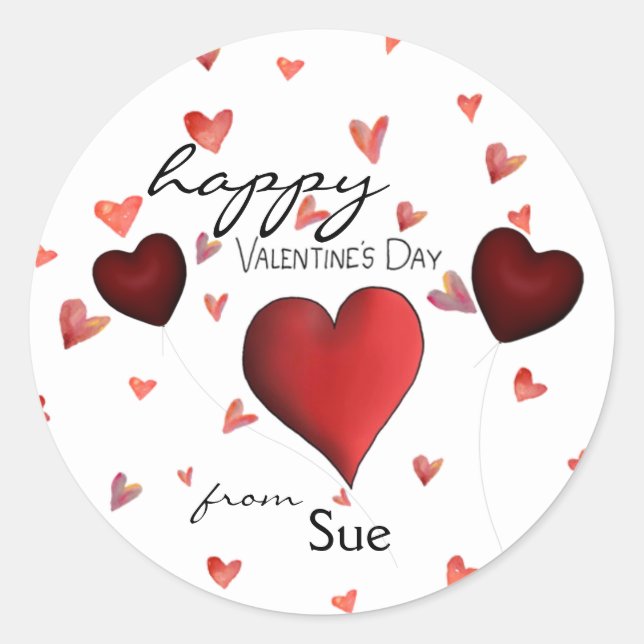 Happy Hearts Custom Valentine's Day Stickers (Front)