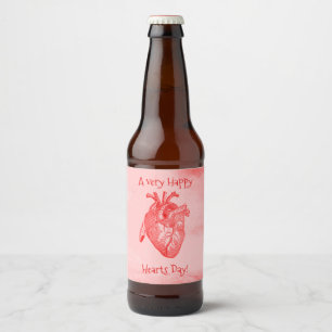 Happy Hearts Day Valentine Beer Bottle Label