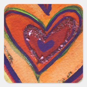 Happy Hearts Glitter Love Labels Art Stickers