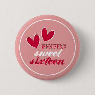 Happy Hearts Sweet Sixteen 2 Inch Round Button
