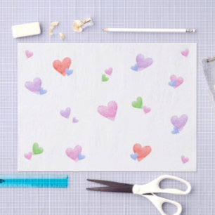 Happy Hearts Watercolor pastel colors Tissue Paper