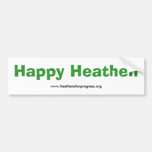 Happy Heathen Bumper Sticker - with web address