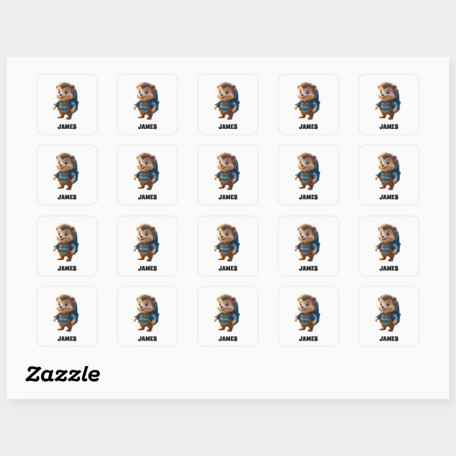 Happy Hedgehog 4 Square Sticker (Sheet)