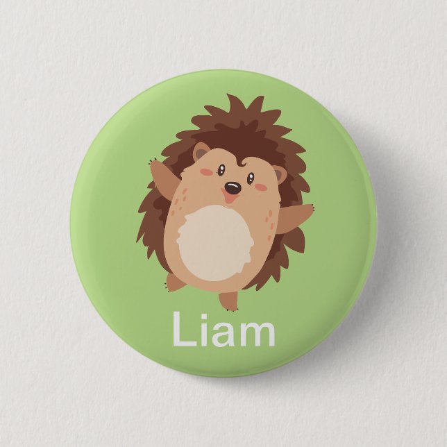 Happy Hedgehog Doodle 2 Inch Round Button (Front)