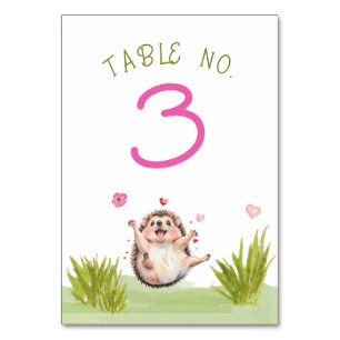 Happy Hedgehog Garden Party Baby Shower Table Number