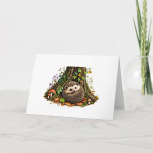 Happy Hedgehog Under a Tree Card