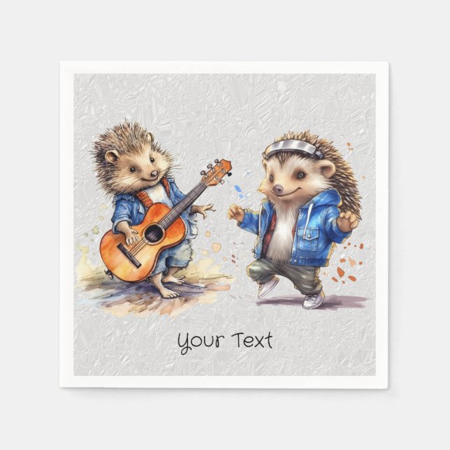 Happy Hedgehog Watercolor Napkins (Front)
