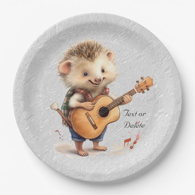 Happy Hedgehog Watercolor Paper Plate (Front)