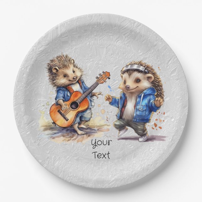 Happy Hedgehog Watercolor Paper Plate (Front)