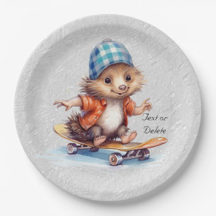 Happy Hedgehog Watercolor Paper Plate