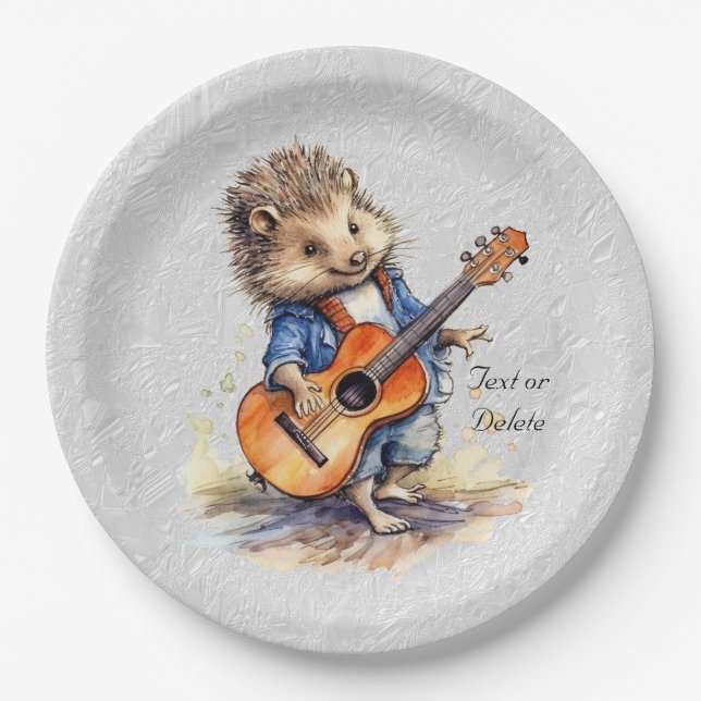 Happy Hedgehog Watercolor Paper Plate (Front)