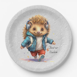 Happy Hedgehog Watercolor Paper Plate