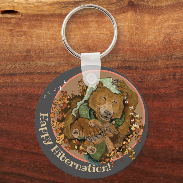 Happy Hibernation Cuddly Bear Keychain (Back)