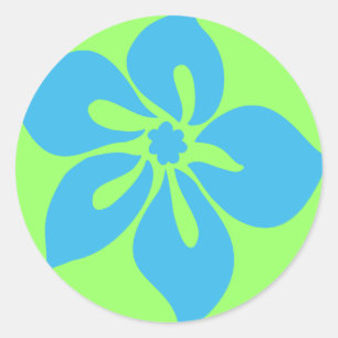 "Happy Hibiscus" Sticker in Lime/Turq