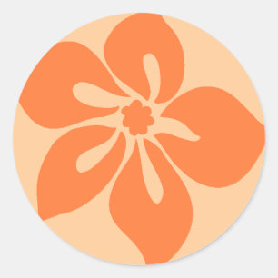 "Happy Hibiscus"  Stickers in Papaya