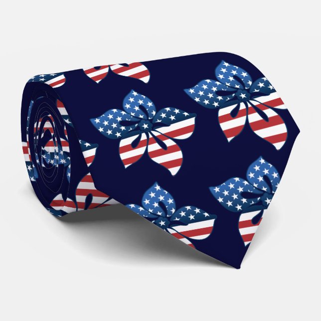 Happy Hibiscus USA Necktie (Rolled)