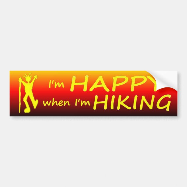 Happy Hiking Sunset Bumper Sticker (Front)