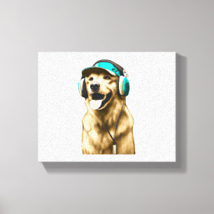Happy Hip-Hop Golden Retriever Canvas Print