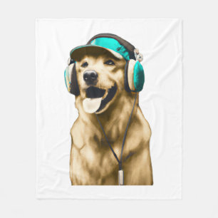 Happy Hip-Hop Golden Retriever Fleece Blanket