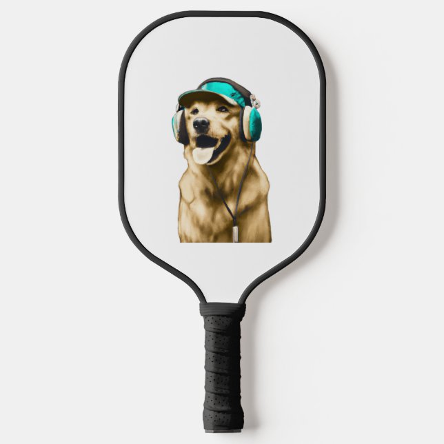 Happy Hip-Hop Golden Retriever   Pickleball Paddle (Front)