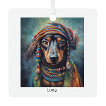 Happy Hippie Dachshund customizable