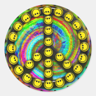 Happy Hippie Peace Classic Round Sticker