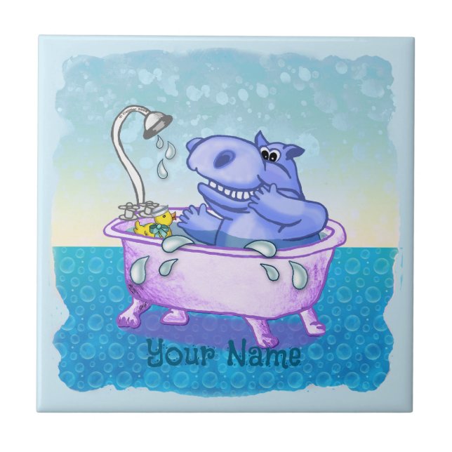 Happy Hippo Bath Tile (Front)