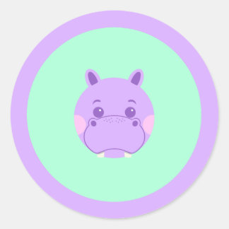 Happy Hippo Classic Round Sticker