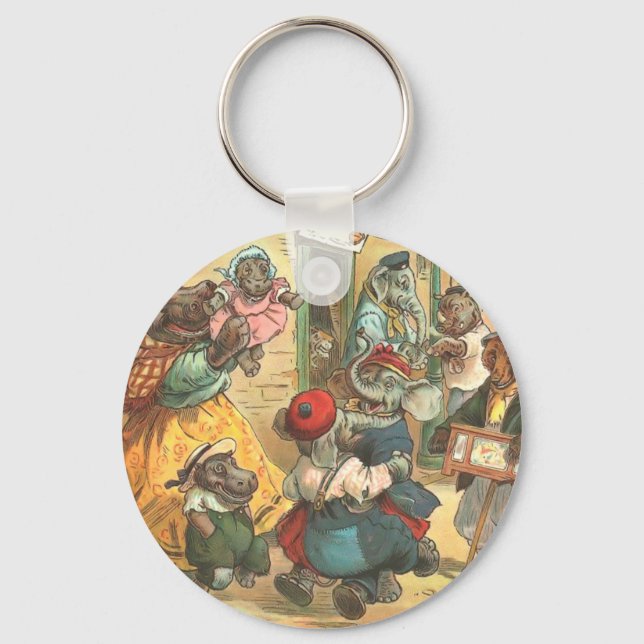 Happy Hippo Family Keychain (Front)