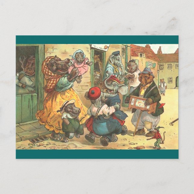 Happy Hippo Family Postcard (Front)