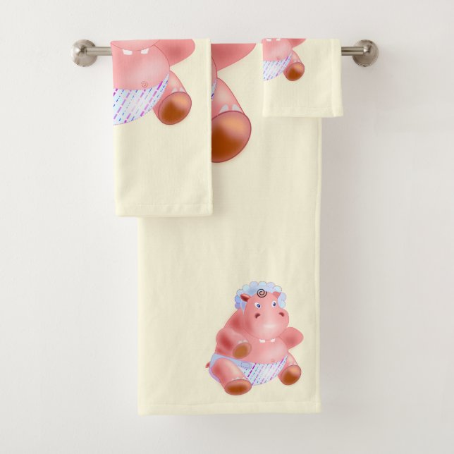 Happy Hippo Funny Bath Towels (Insitu)
