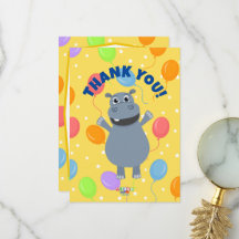 Happy Hippo Merci Cartes (Horizontal)