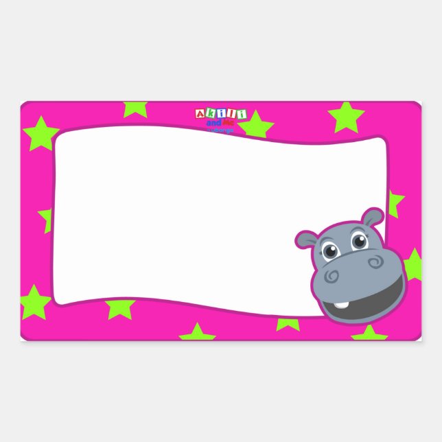 Happy Hippo Name Tag Sticker (Front)