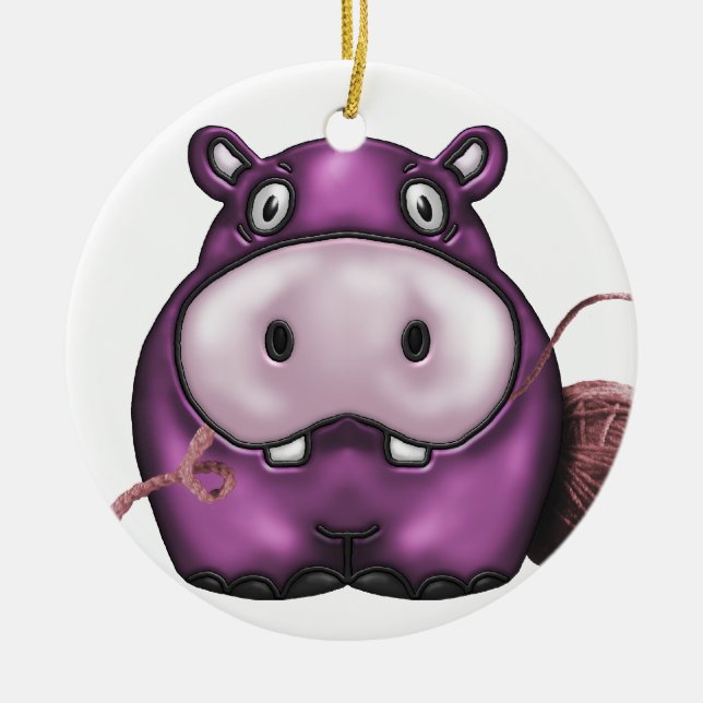 happy hippo products ceramic ornament (Front)