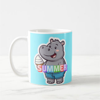Happy Hippo Summer Mug - Colorful Ice C Mug, 11 oz