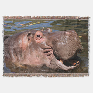 Happy hippo throw blanket