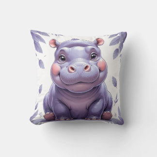 Happy Hippo Throw Pillow