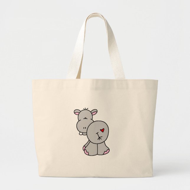 Happy Hippo Tshirts and Gifts Large Tote Bag (Front)