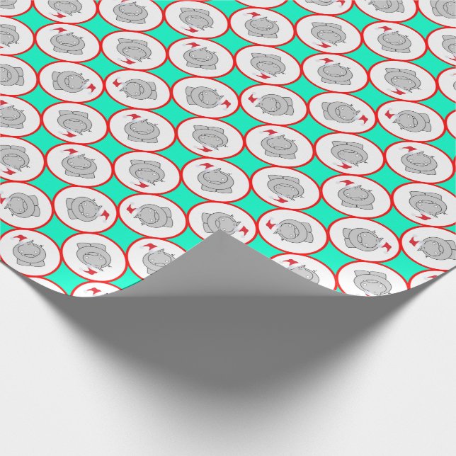 Happy Hippopotamus Christmas Wrapping Paper (Corner)