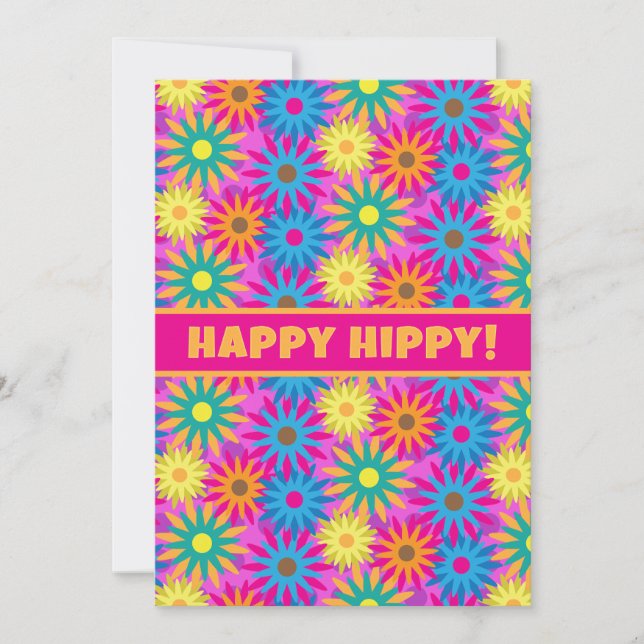 Happy Hippy Birthday 1960s Retro 60th BDay Party Invitation (Front)