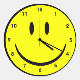 Happy Hippy face clock Classic Round Sticker