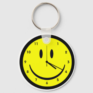 Happy Hippy face clock Keychain