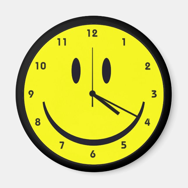 Happy Hippy face clock Magnet (Front)