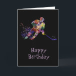 Happy Hockey Birthday Fun Humour Card<br><div class="desc">Happy Birthday for the person who loves to play hockey.   Hockey Birthday in colours</div>
