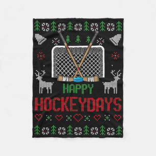 Happy Hockey Days Hockeydays Ugly Christmas Xmas S Fleece Blanket