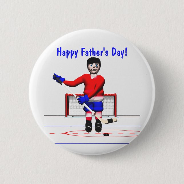 Happy Hockey Father's Day 2 Inch Round Button (Front)